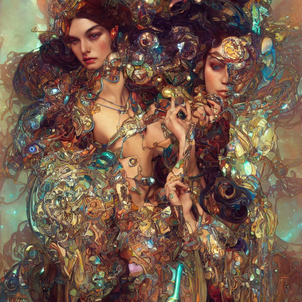 Image similar to extremely psychedelic cyborg queen of lsd. intricate, elegant, highly detailed, extremely lifelike photorealistic digital painting, artstation. steichen, gaston bussiere, tom bagshaw, cyberpunk alphonse mucha