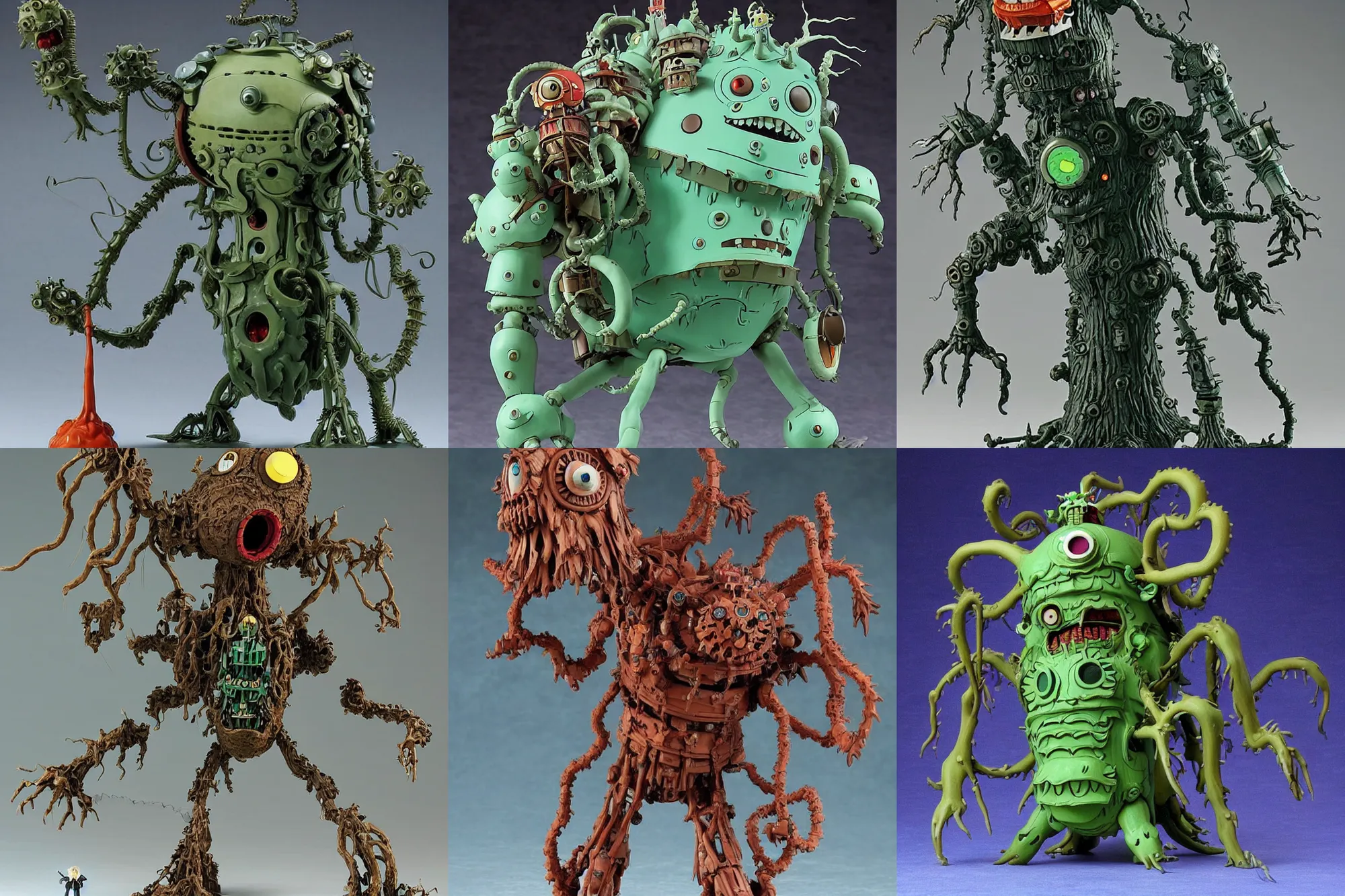 Prompt: A Lovecraftian scary giant mechanized adorable Tree from Studio Ghibli Howl's Moving Castle (2004) as a 1980's Kenner style action figure, 5 points of articulation, full body, 4k, highly detailed. award winning sci-fi. look at all that detail!