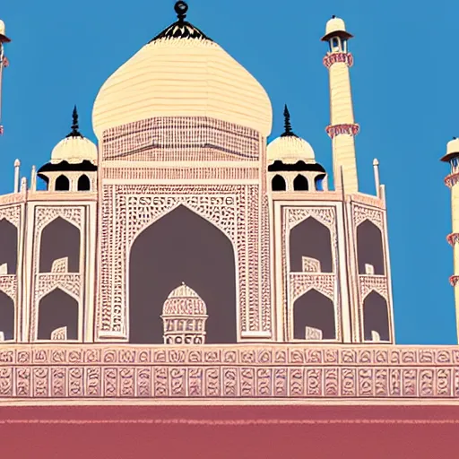 Image similar to the majestic taj mahal at the heart of the city, trending on pixiv