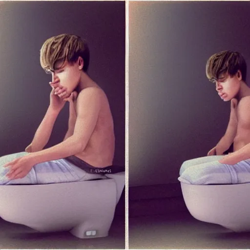 Prompt: justin bieber 2 0 2 2 vomiting in a toilet, cinematic, cottage core, cinematic focus, polaroid photo bleached vintage pastel colors high - key lighting, soft lights, foggy, by steve hanks, by lisa yuskavage, by serov valentin, by tarkovsky, 8 k render, detailed, photo
