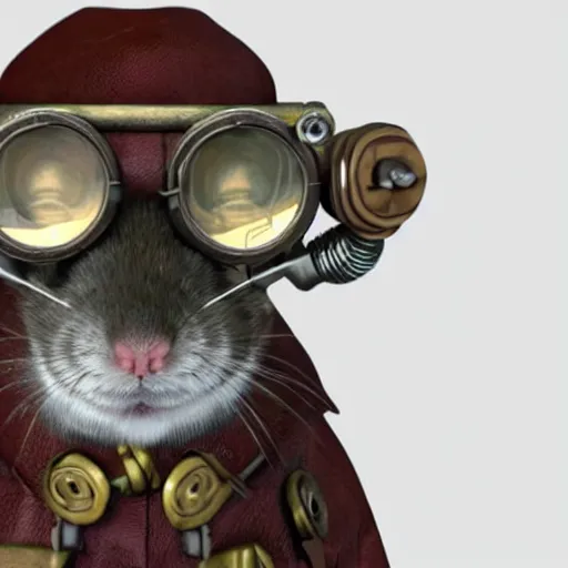 Image similar to a rat with steampunk googles, with Vray