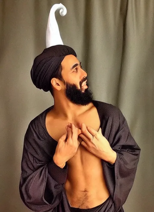 Image similar to the prophet mohammed instagram thirst trap photo shoot, perfect faces