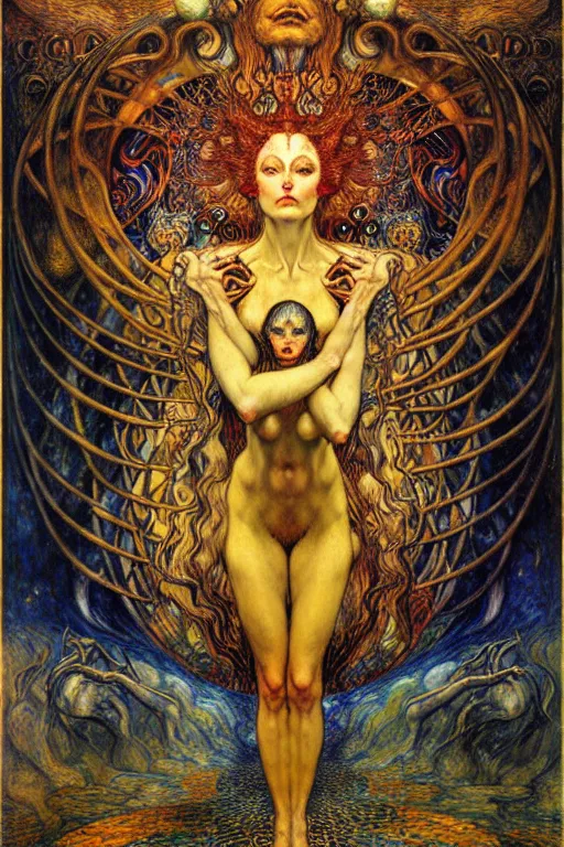 Image similar to Divine Chaos Engine by Karol Bak, Jean Delville, William Blake, Gustav Klimt, and Vincent Van Gogh, symbolist, visionary