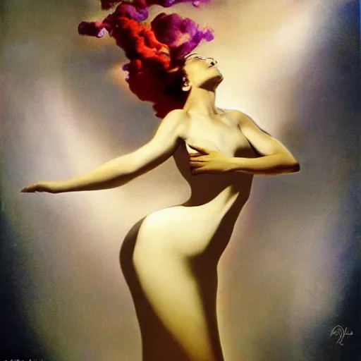 Prompt: Sculpture. paralyzed by the indescribable beauty of the cosmos. by Rolf Armstrong spirited, lively