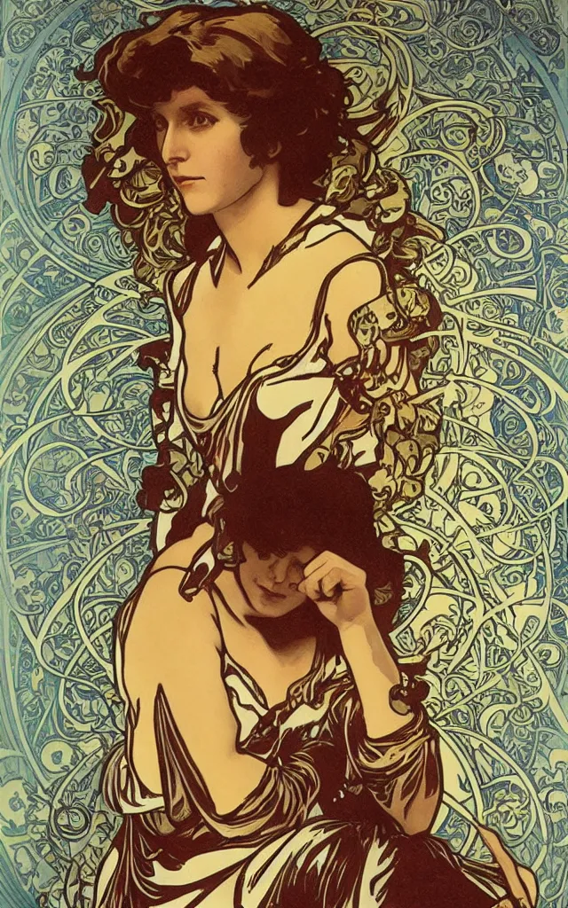 Prompt: Ellen Ripley by Alphonse Mucha