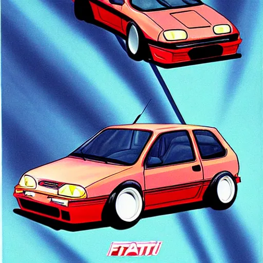 Image similar to fiat punto initial d, anime art