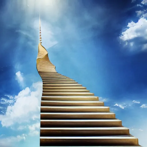 Image similar to award winning photo of stairway to heaven. 8k, nikon, hyperdetailed, realistic