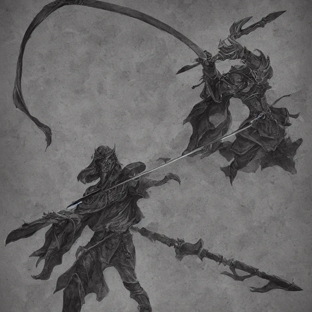 Image similar to longbow manifested from shadow, high detail, fantasy, weapon, shadow magic