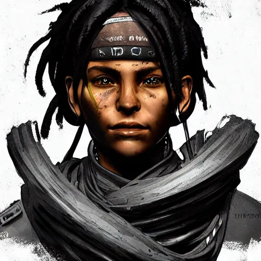 Prompt: Portrait of Pathfinder from Apex Legends, in a dark and gritty style. Dramatic lighting, high quality, realistic.