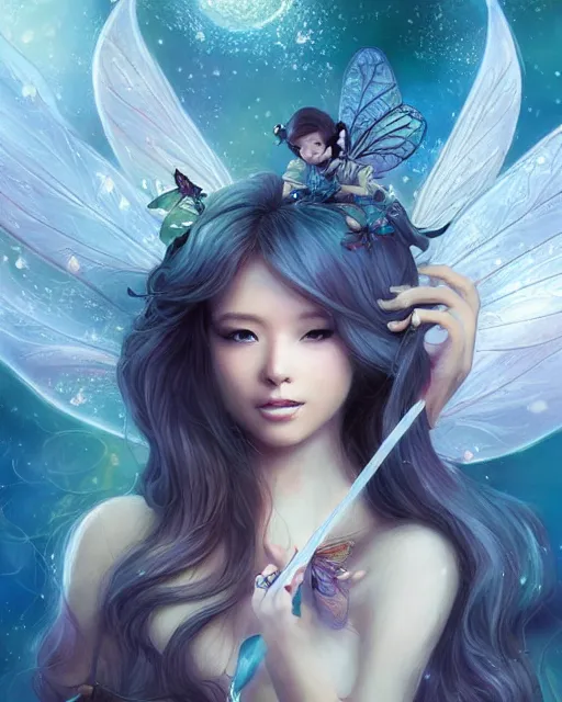 Prompt: a beautiful fairy, Ross Tran and Michael Whelan