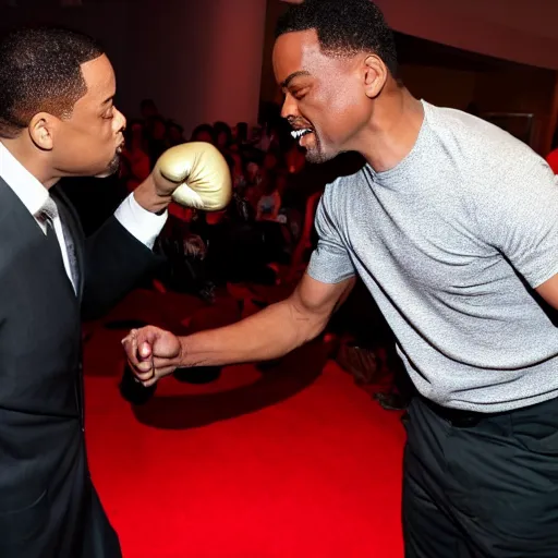 Prompt: will smith punching chris rock