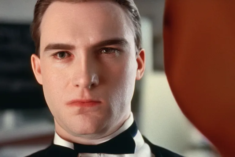 Prompt: cinematic still of chubby clean-shaven white man in film from 1995, XF IQ4, f/1.4, ISO 200, 1/160s, 8K, RAW, dramatic lighting, symmetrical balance, in-frame