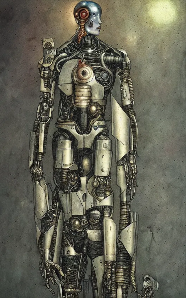 Image similar to futurist cyborg knight, perfect future, award winning art by santiago caruso, iridescent color palatte