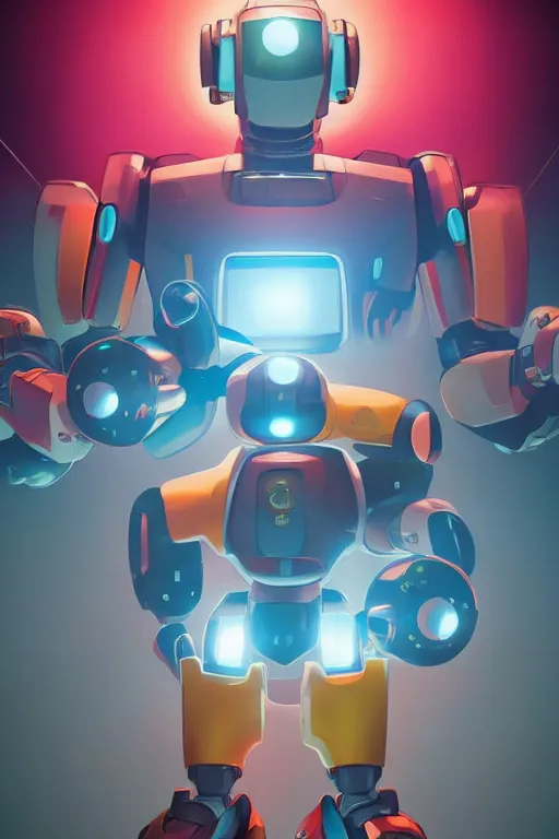 Image similar to metabots medabots medarotto medarot robot minimalist comics, behance hd by jesper ejsing, by rhads, makoto shinkai and lois van baarle, ilya kuvshinov, rossdraws global illumination ray tracing hdr radiating a glowing aura