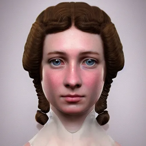 Prompt: a 1 8 th century woman with a 1 8 th century hairstyle!!!!!, detailed facial features, golden ratio, centered, photorealistic photography, photorealism, cinematic photography, fisheye!!!!! lens, artstation, cgsociety contest winner, vignette