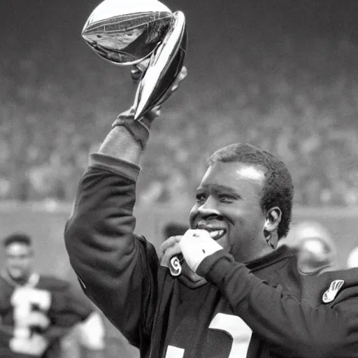 Prompt: chuck clark of the baltimore ravens, holding the lombardi trophy, chuck clark # 3 6