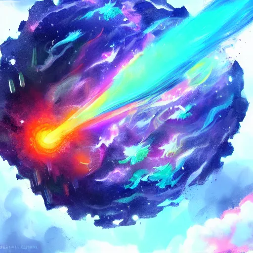 Image similar to Concept art for the earth exploding. Trending on art station, bright colors.