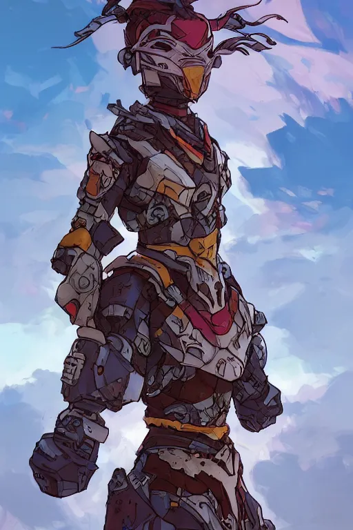 Image similar to combination suit armor aloy horizon forbidden west horizon zero dawn robot ninja mask helmet backpack tribal, art gta 5 comics, official fanart behance hd artstation by jesper ejsing, by rhads, makoto shinkai and lois van baarle, ilya kuvshinov, ossdraws radiating a glowing aura cgi rtx 2 0 2 2