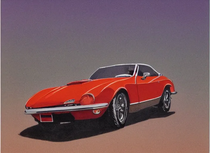 Image similar to highly detailed 1 9 6 9 red datsun fairlady roadster, retro minimalist art by jean giraud, moebius starwatcher comic, sharp, 8 k