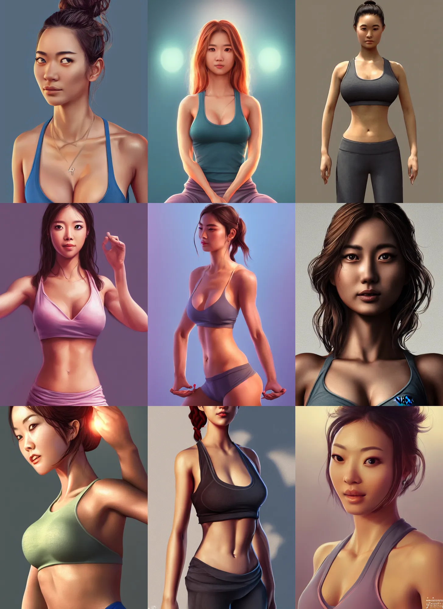 Prompt: very detailed full body portrait of yoga instructor, fantasy, beautiful, pretty face, curvaceous, 4 k, sun yunjoo, cinematic lighting, highly detailed, sharp focus, artstation, masterpiece, art by hyungjin yang