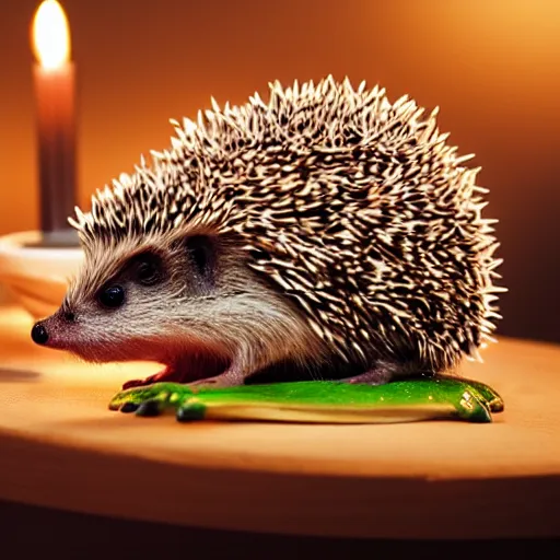 hedgehog and frog on a candlelit date at an italian | Stable Diffusion ...