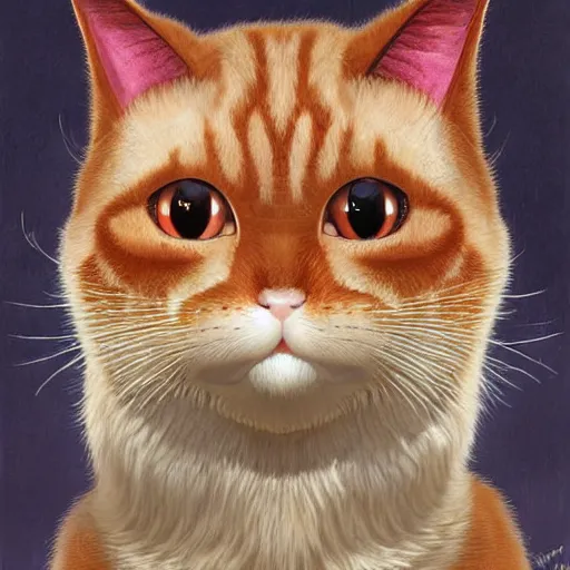 Image similar to ginger vampire cat in the museum, cuddly fur, highly detailed, sharp focus, digital painting, artwork by Victor Adame Minguez + Yuumei + Tom Lovell + Sandro Botticelli