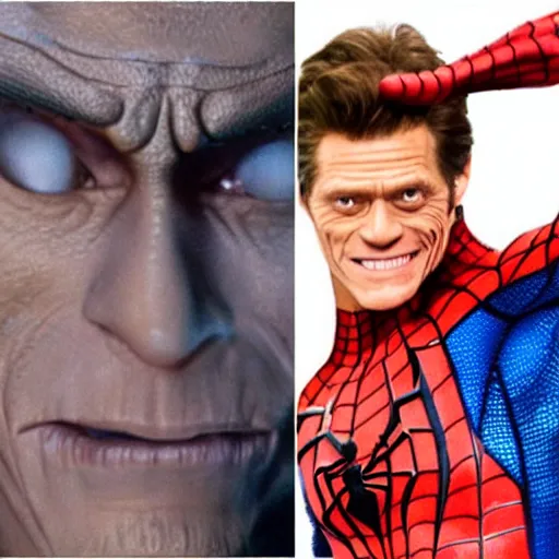 Prompt: spiderman with the head of willem dafoe