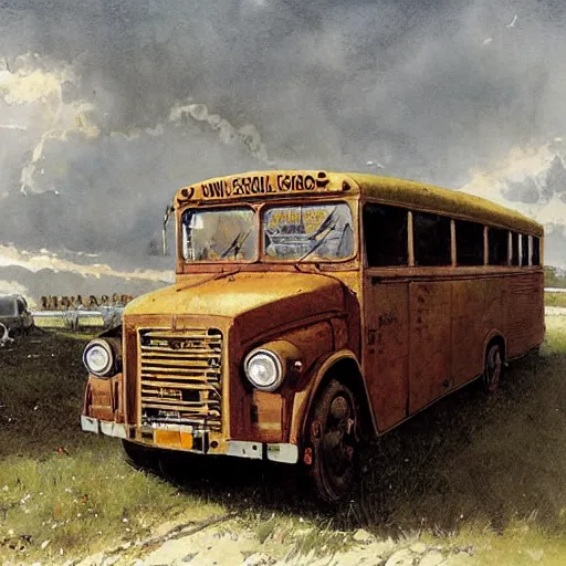 Image similar to a schoolbus, by jean - baptiste monge