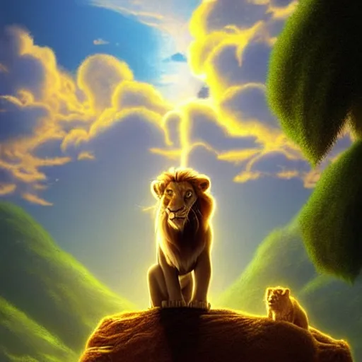 Image similar to film still long of The lion king art by Dice Tsutsumi, Makoto Shinkai, Studio Ghibli, playstation 2 printed game poster cover, cover art, poster, poster!!!