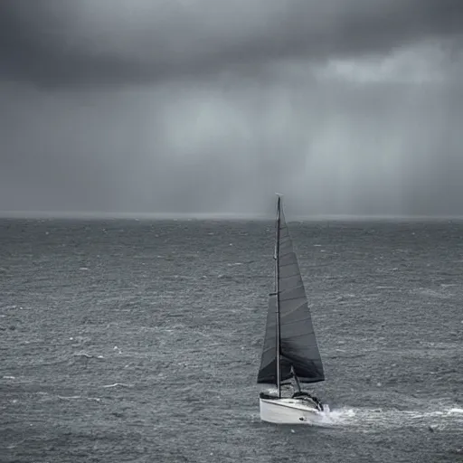 Image similar to a sailboat caught in a storm