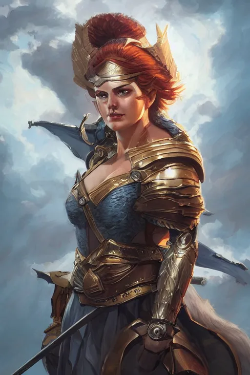 Image similar to amazon valkyrie athena, d & d, fantasy, portrait, highly detailed, headshot, digital painting, trending on artstation, concept art, sharp focus, illustration, art by artgerm and greg rutkowski and magali villeneuve