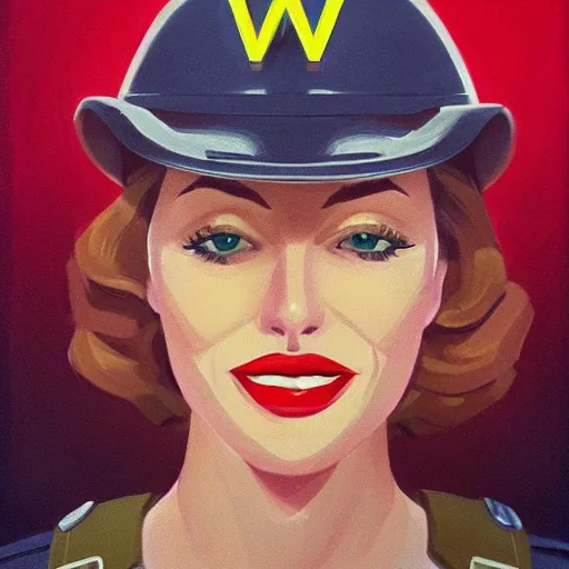 Image similar to smiling, happy, beautiful, intelligent, powerful, female ww 2 pilot, 2 9 years old, loving eyes, fully clothed, wise, beautiful, dramatic lighting, sharp focus, by stanley artgerm, dramatic lighting, trending on artstation, flat colour, geometric curves, gradient filter, art deco patterns