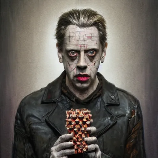 Prompt: hyperrealistic mixed media high resolution painting of Steve Buscemi Hellraiser, stunning 3d render inspired art by Jamie Salmon and Greg Rutkowski, perfect facial symmetry, dim volumetric lighting, 8k octane beautifully detailed render, full body shot, post-processing, extremely hyper-detailed, intricate, epic composition, highly detailed attributes, highly detailed atmosphere, cinematic lighting, masterpiece, trending on artstation, very very detailed, masterpiece, stunning, flawless completion, lifelike texture, perfection,