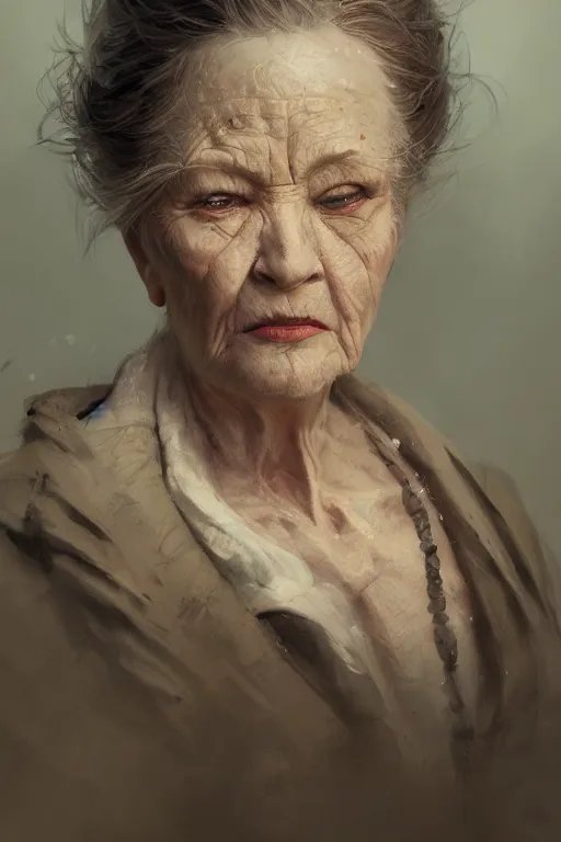 Image similar to a fancy portrait of a vary old women by greg rutkowski, sung choi, mitchell mohrhauser, maciej kuciara, johnson ting, maxim verehin, peter konig, 8 k photorealistic, cinematic lighting, hd, high details, dramatic, atmosphereric, trending on artstation