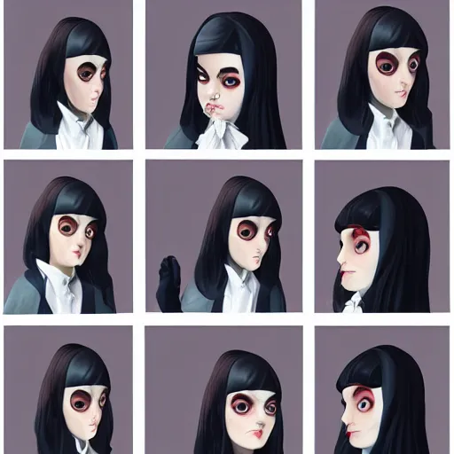 Prompt: wednesday adams, played by mr. bean in the style of artgerm