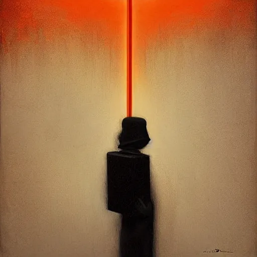 Image similar to A art installation. A rip in spacetime. Did this device in his hand open a portal to another dimension or reality?! bright orange by Ray Donley evocative