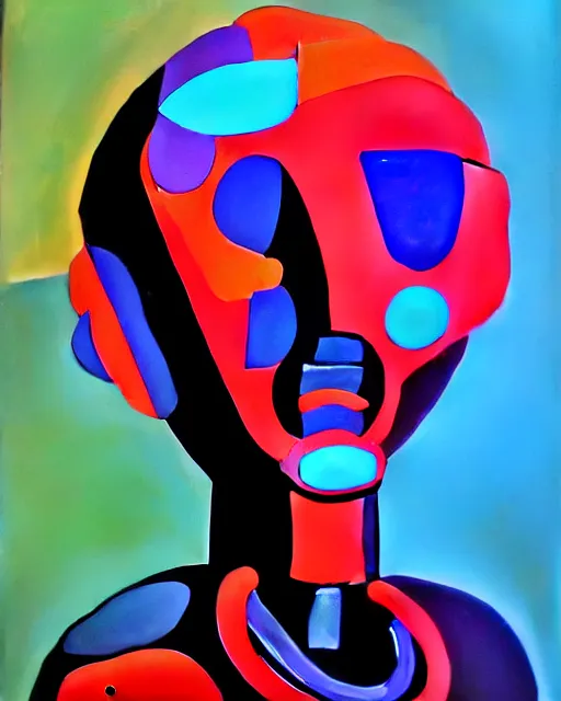 Prompt: an expressionism portrait of an ai robot, in the style of john chamberlain, digital art, trending on artstation