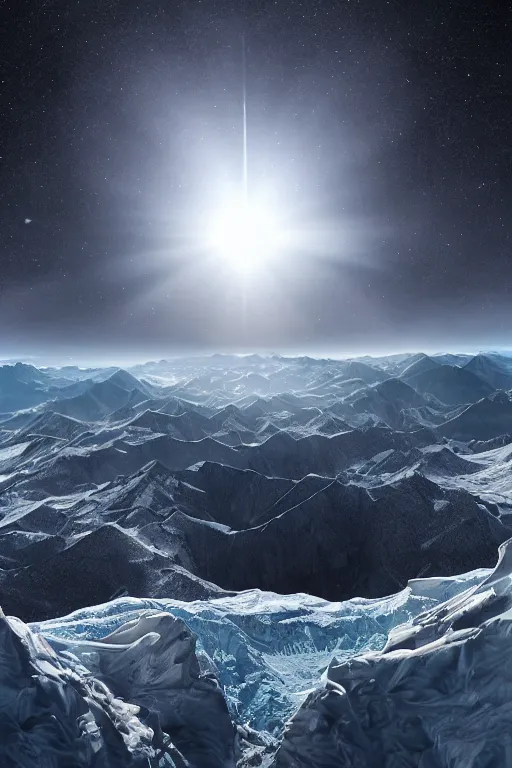 Image similar to The end of all existence in the universe, viewed from mount everest, digital artwork, 4k