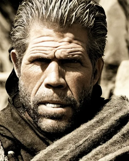 Image similar to film still close up shot of ron perlman as the man with no name from the movie a fistful of dollars. photographic, photography