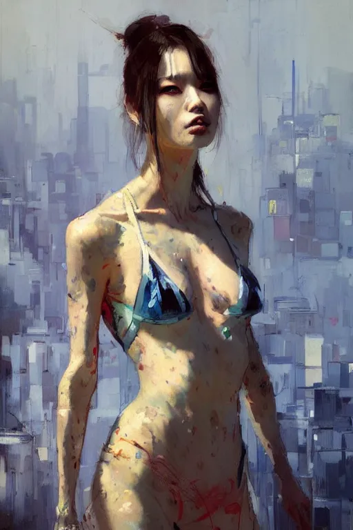 Image similar to hoyeon jung by greg rutkowski, jeremy mann, francoise nielly, van gogh, ross tran, rule of thirds, seductive look, beautiful