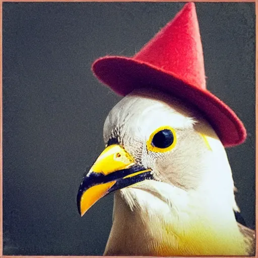 Prompt: a bird with a hat