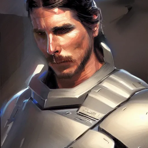 Image similar to Christian Bale as a super soldier, clean shaven, closeup character art by Donato Giancola, Craig Mullins, digital art, trending on artstation