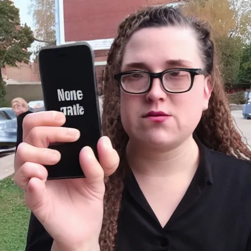 Image similar to a non - binary person flipping off a fundamentalist, iphone video still