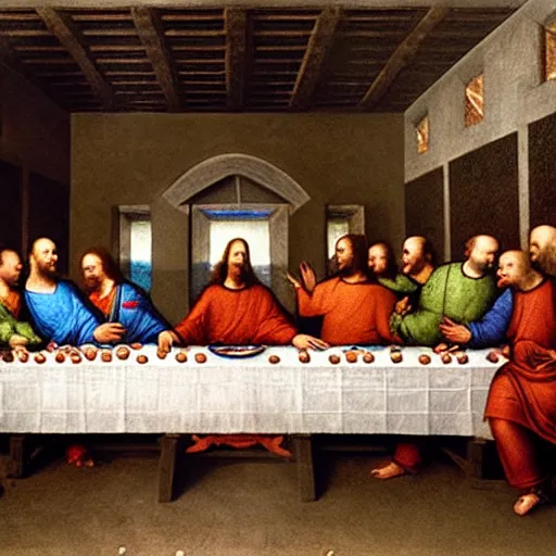 Prompt: jeff bezos at the last supper by da vinci