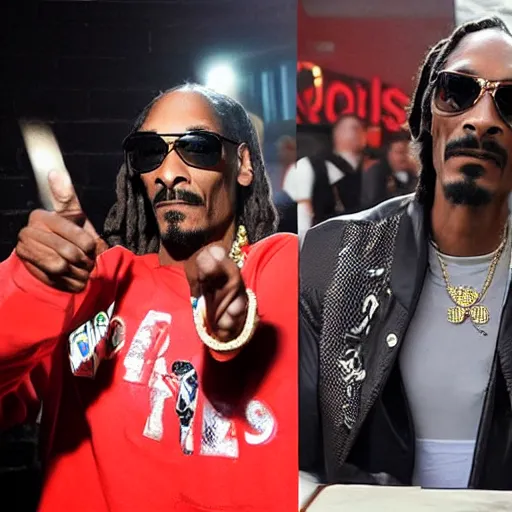 Image similar to snoop dogg starts a fight at burger king