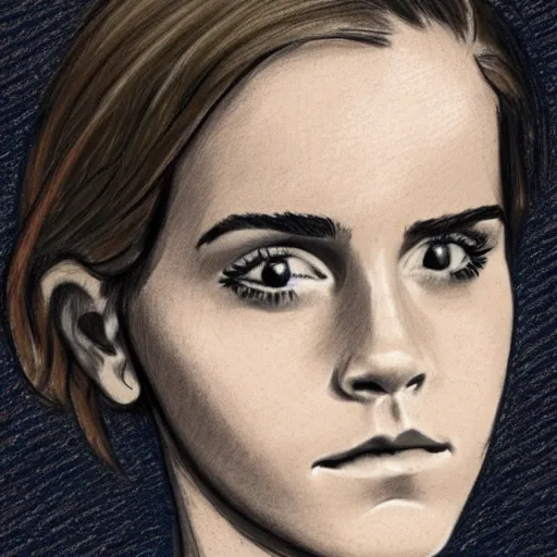 Prompt: emma watson courtroom sketch,