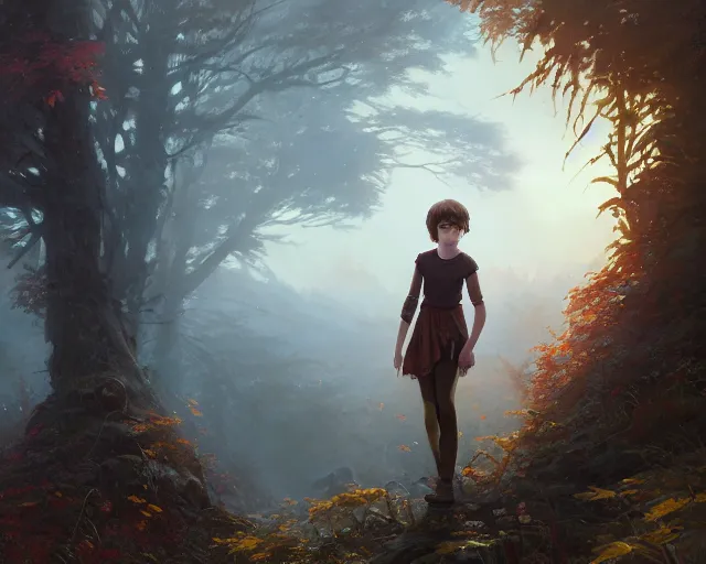 Image similar to highly detailed portrait of sophia lillis, in life is strange, stephen bliss, unreal engine, fantasy art by greg rutkowski, loish, rhads, ferdinand knab, makoto shinkai and lois van baarle, ilya kuvshinov, rossdraws, tom bagshaw, global illumination, radiant light, detailed and intricate environment