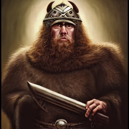 Prompt: tenebrous portraiture of a hamster-man viking jarl, by Ted Nasmith and by Joe Jusko, 4K, trending on ArtStation