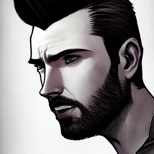 Prompt: portrait of Chris Evans. 3 point lighting. character design by charlie bowater, ross tran, and makoto shinkai, detailed, inked, western comic book art