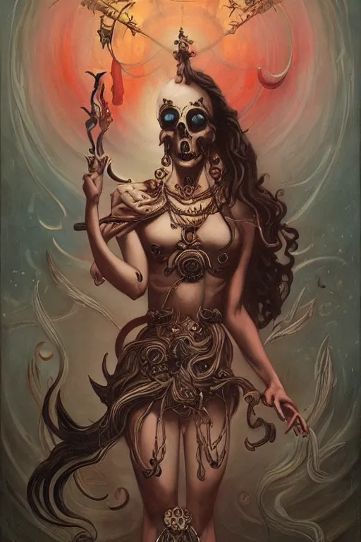 Image similar to Kali goddess of death by Peter Mohrbacher in the style of Gaston Bussière, Art Nouveau